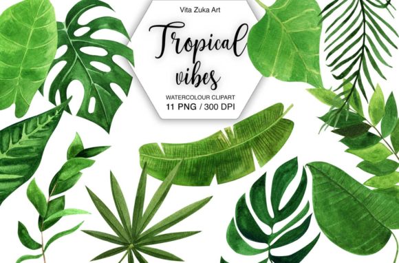 Download Watercolor Tropical Leaves Clipart - Art Collection