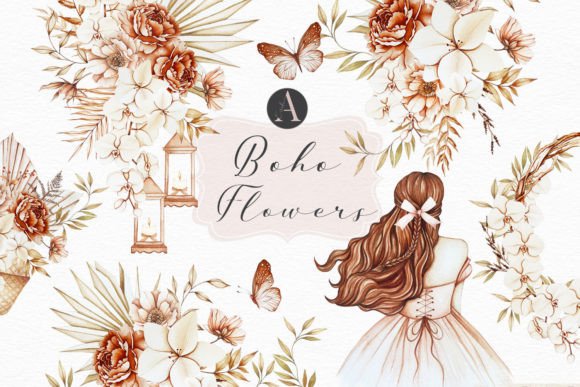 Download Watercolor Flowers Boho Clipart - Art Collection