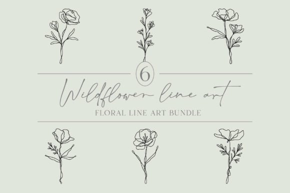 Download Flower Line Art Bundle | Floral Graphics - Art Collection