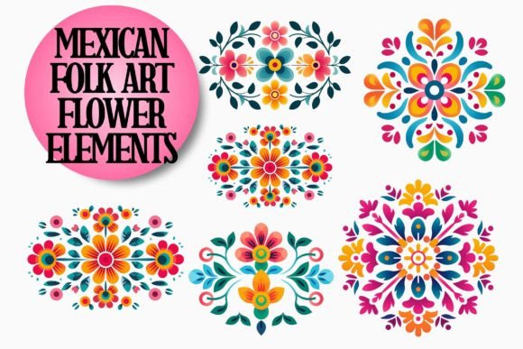 Download Mexican Folk Art Flower Elements - Art Collection