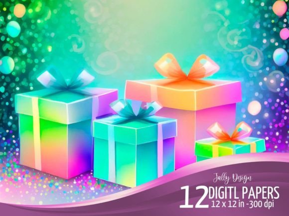 Download Colorful Neon Birthday Present Graphics - Premium Bundle