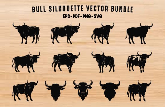 Download Bull Black Silhouettes PNG Clipart Set - Art Collection