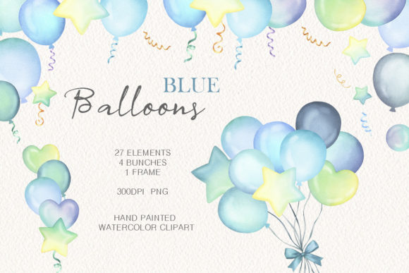 Download Watercolor Blue Balloons Party Clipart - Art Collection