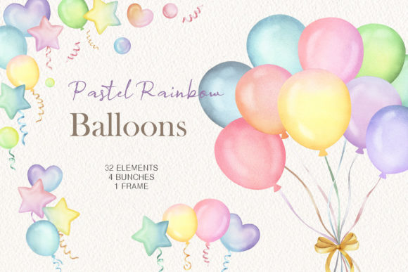 Download Watercolor Rainbow Balloons Clipart - Art Collection