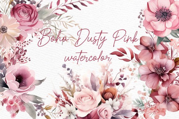 Download Dusty Pink Flowers Clipart Watercolor - Art Collection
