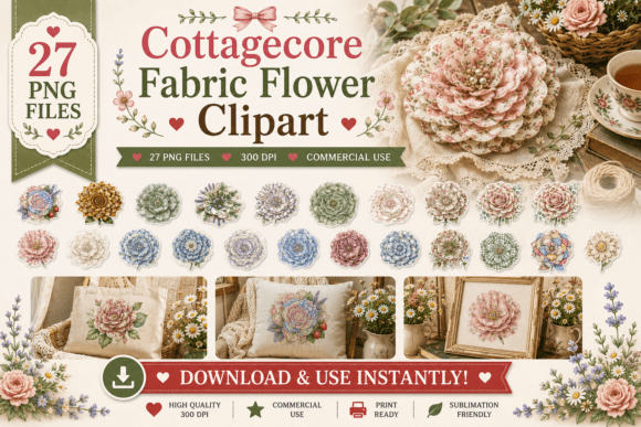 Download Cottagecore Fabric Flower Clipart - Art Collection