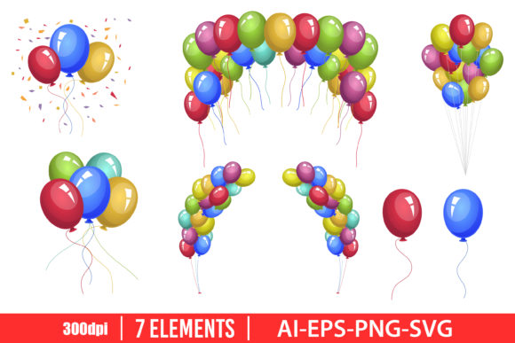 Download Colored Balloons Clipart Vector Design - Art Collection
