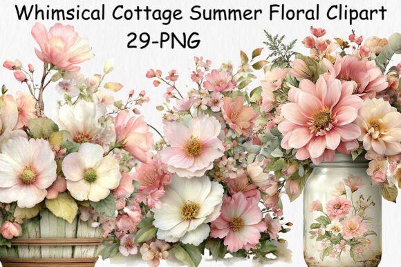 Download Whimsical Cottage Summer Floral Clipart - Art Collection