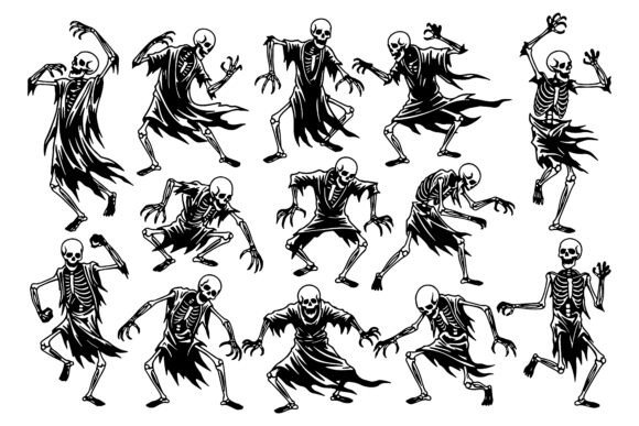 Download Group of Zombie Silhouettes Dancing Silh - Zombie silhouettes Collection