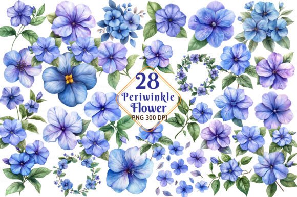 Download Periwinkle Flower Watercolor Cliparts - Art Collection