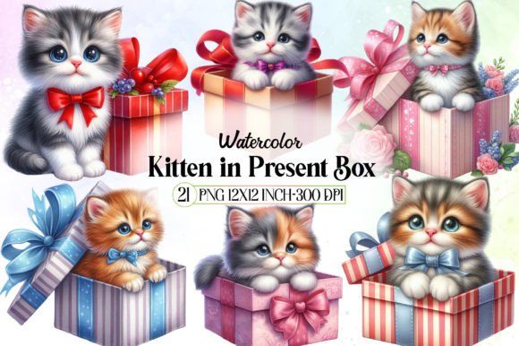 Download Kitten in Present Box Clipart - Premium Resources