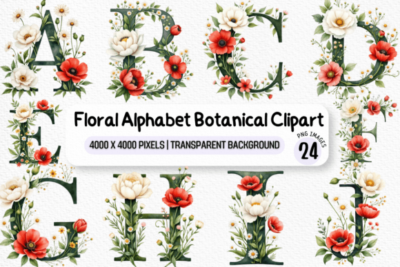 Download Floral Alphabet Botanical Clipart PNG - Art Collection