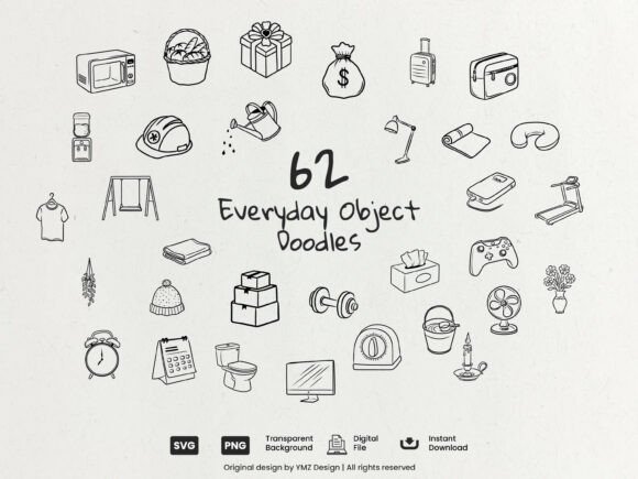 Download Everyday Object Doodles Clip Art Bundle - Art Collection