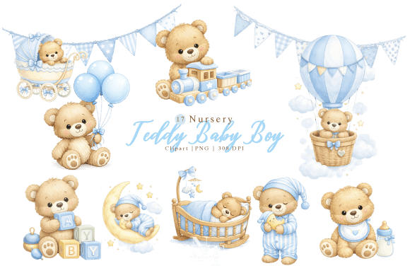 Download Nursery Teddy Baby Boy Clipart PNG - Art Collection