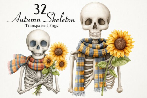 Download Watercolor Autumn Skeleton Clipart - Art Collection