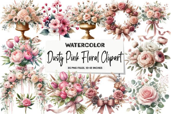 Download Dusty Pink Floral Clipart - Art Collection