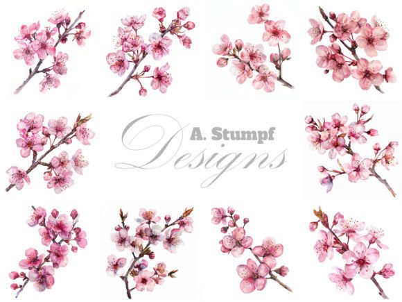 Download Cherry Blossoms Clipart Watercolor Set - Art Collection
