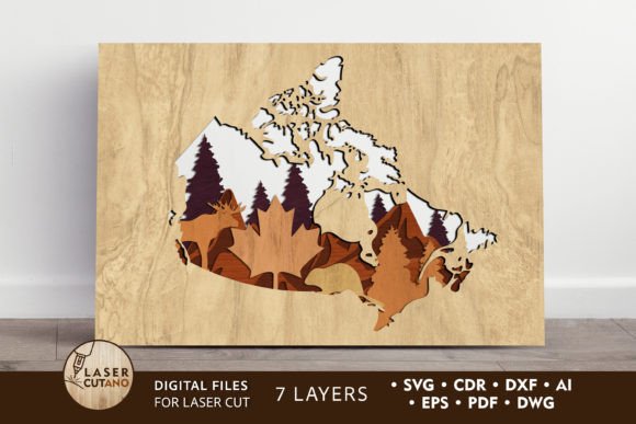 Download Map CANADA Cut Template Wall Art Panel - Art Collection
