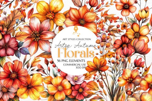 Download Artsy Autumn Florals Clipart PNG - Art Collection