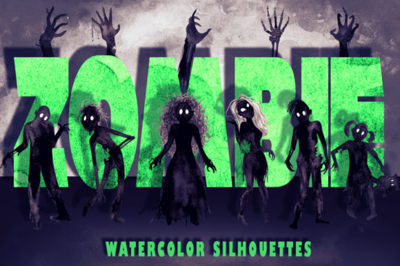 Download Watercolor Zombie Silhouettes - Zombie silhouettes Collection