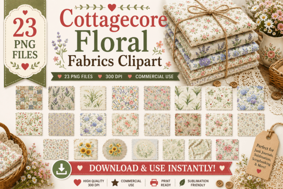Download Cottagecore Floral Fabrics Clipart - Art Collection