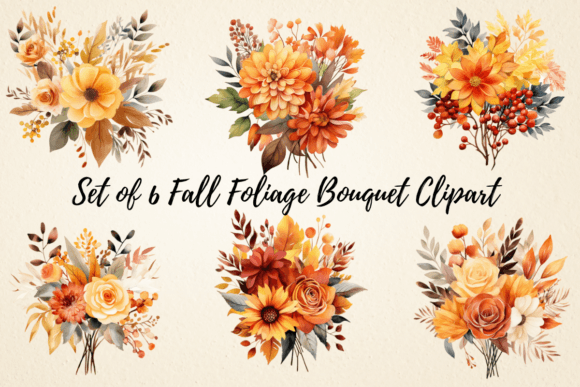 Download Fall Foliage Bouquet Watercolor Clipart - Art Collection