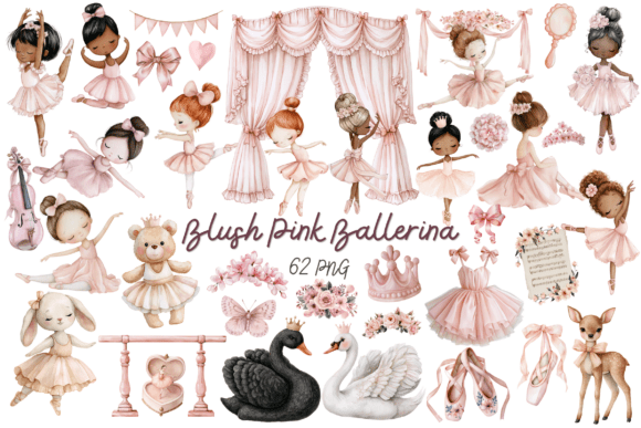 Download Blush Pink Ballerina Clipart Bundle - Art Collection