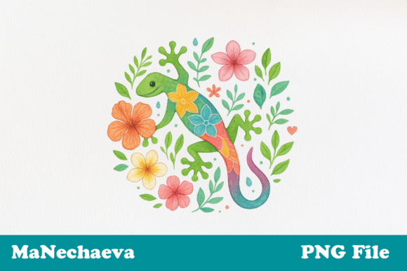 Download Floral Tropical Gecko Clipart PNG - Art Collection
