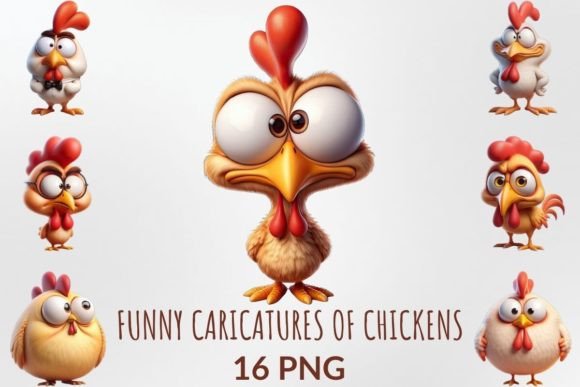 Download Funny Caricatures of Chickens Clipart - Art Collection