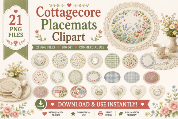Download Watercolor Cottagecore Placemats Clipart - Art Collection