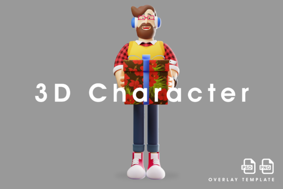 Download 3D Male Character Having a Big Present - Premium Resources