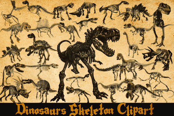 Download Vintage Dinosaurs Skeleton Clipart - Art Collection