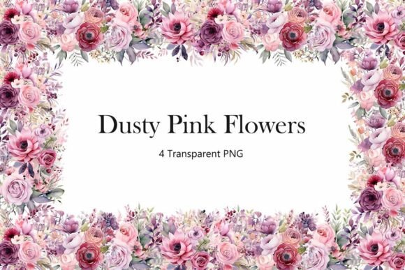 Download Dusty Pink Flowers Clipart Set - Art Collection