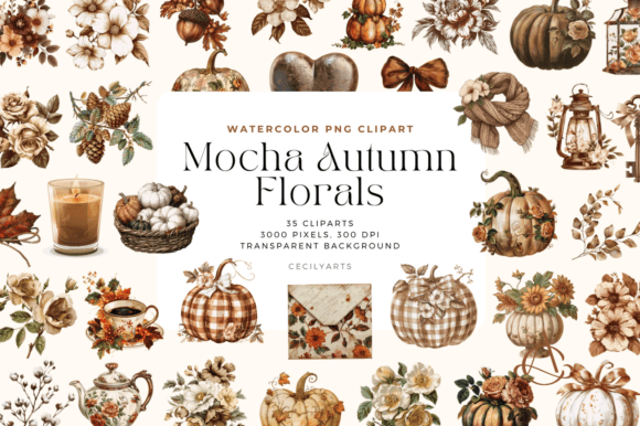 Download Mocha Autumn Florals Cliparts - Art Collection